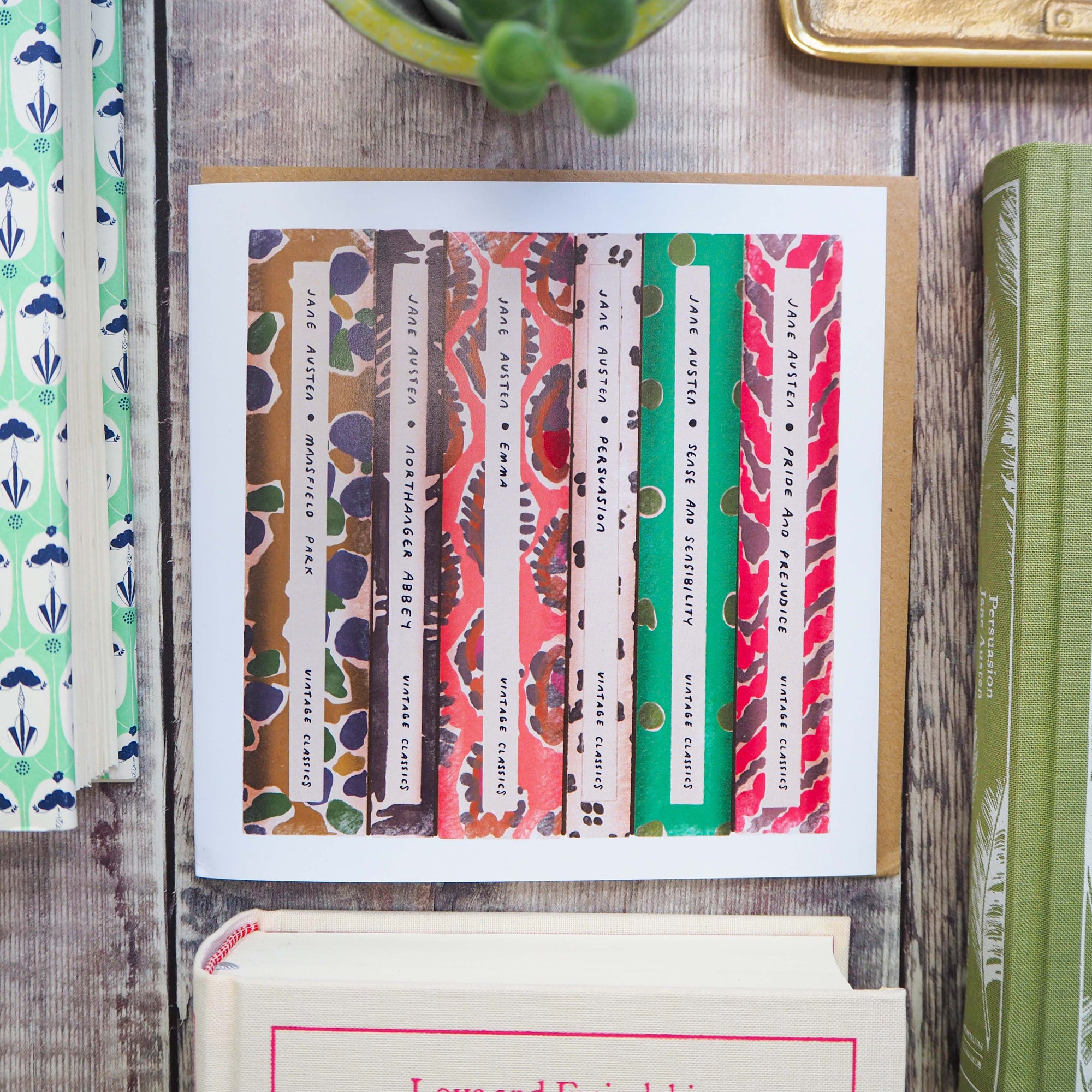 Jane Austen Book Spines Greetings Card