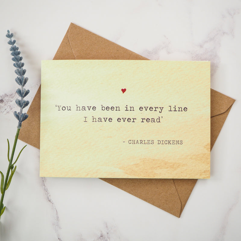 Literature Valentines Card Charles Dickens Quote - Literary Emporium Ltd